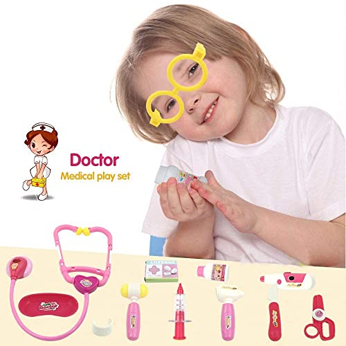 Juguetes Niña 3 4 5 6 7 Años Maletin Medicos Juguete con Estetoscopio Juguete Maleta Infantil Kit Medico Juguete Doctora Juguetes de Rol Regalos Para Niñas Juguetes Niños 3 4 5 6 7 Años (Rosa)