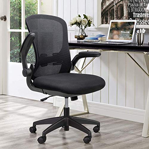 JUMMICO Silla de oficina ergonómica giratoria de malla para ordenador, con respaldo plegable, color negro