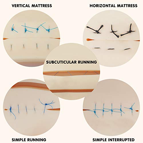 Kit de práctica de sutura (30 piezas) para entrenamiento de sutura de estudiantes de medicina, incluye almohadilla de sutura de actualización con 14 heridas precortadas, herramientas de sutura