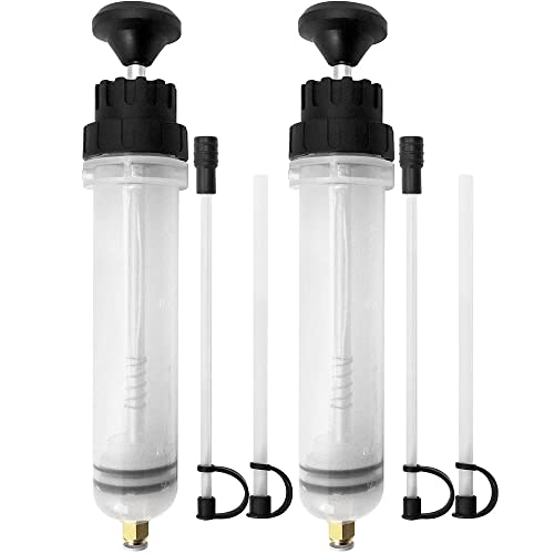 Komake 200ml Jeringa de Succión de Aceite, 2 Piezas Bomba de Presión y Succión Kit de Extracción Jeringa Extractora de Gasolina para Auto, Moto, furgon