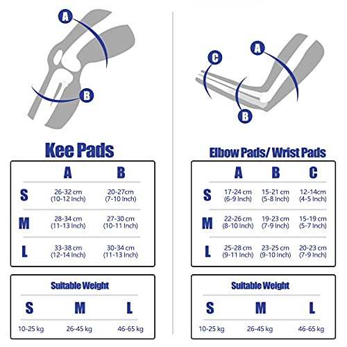 KOMICEA Protecciones Patines Adulto Niño, Rodilleras, Coderas y Muñequeras para Esquí, Patinaje, Snowboard y Ciclismo