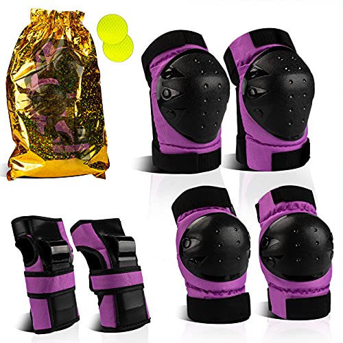 KOMICEA Protecciones Patines Adulto Niño, Rodilleras, Coderas y Muñequeras para Esquí, Patinaje, Snowboard y Ciclismo