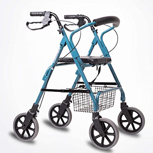 KTDT Andador con Ruedas Mobility Drive Walking Aids 4 Ruedas Plegable, Andador con Doble Sistema de Freno, Andador con Ruedas médico 4 Altura Ajustable Utilizado para Personas Mayores Que Caminan