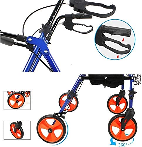 KTDT Andador con Ruedas Mobility Walking Aids Plegable, Andador con Andador con Asiento, Andador con Ruedas médicas de 4 Ruedas, Sistema de Doble Freno, Utilizado para Personas Mayores Que Camina