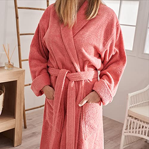 LA MALLORQUINA Albornoz Rizo - Basic LMQ Teja (Talla L - Teja) | Unisex 100% Algodón 370 gr/m2 | Ideal para Baño, Pisicina, Hoteles, SPA