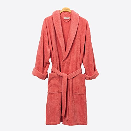 LA MALLORQUINA Albornoz Rizo - Basic LMQ Teja (Talla L - Teja) | Unisex 100% Algodón 370 gr/m2 | Ideal para Baño, Pisicina, Hoteles, SPA