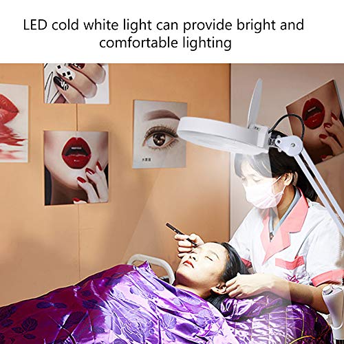 Lámpara de Lupa LED con Pie, Lámpara de Aumento 5X Lámpara Lupa Estetica Lámpara de Belleza con Rueda y Soporte Lámpara de Manicura Lupa, para Tatuajes de Pestañas de Cosmetología Médica