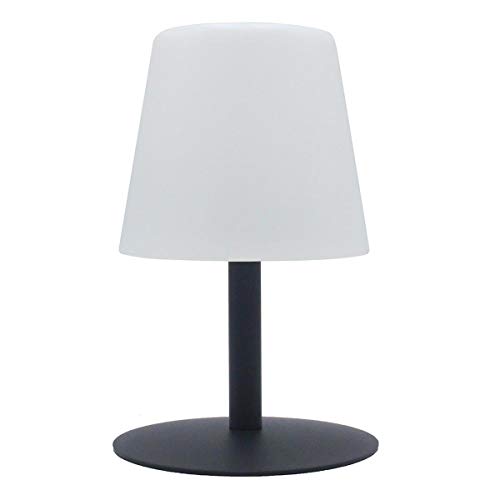 Lámpara de mesa sin cable con base de acero gris LED blanco cálido/blanco regulable STANDY MINI Rock H25cm