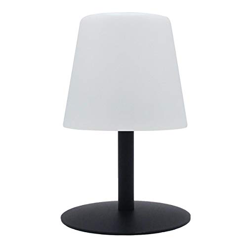 Lámpara de mesa sin cable con base de acero negro LED blanco cálido/blanco regulable STANDY MINI Dark H25cm