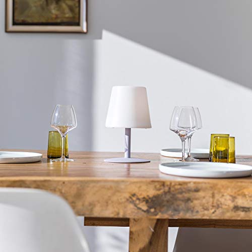 Lámpara de mesa sin cable de acero pie lavanda LED blanco cálido/blanco regulable STANDY MINI Lavender H25cm