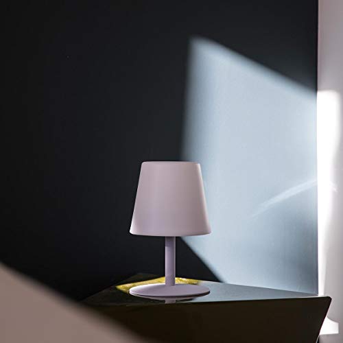 Lámpara de mesa sin cable de acero pie lavanda LED blanco cálido/blanco regulable STANDY MINI Lavender H25cm
