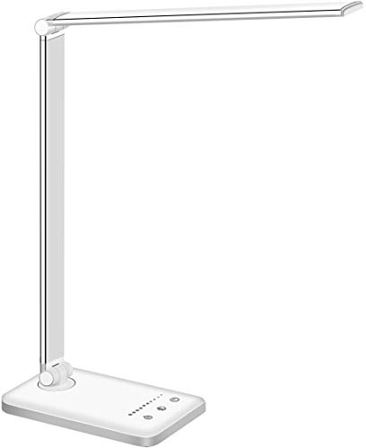 Lámpara Escritorio LED, Flexo de Escritorio (Cuidado Ocular, Puerto USB, 5 Modos,10 Niveles de Brillo,Temporizador de 30/60min, Función de Memoria)