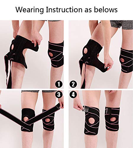 Lazzon Rodilleras Rotuliana de Neopreno, Menisco y Ligamentos Deportivas Ajustable para Ciclismo, Correr, Voleibol, fútbol, Baloncesto