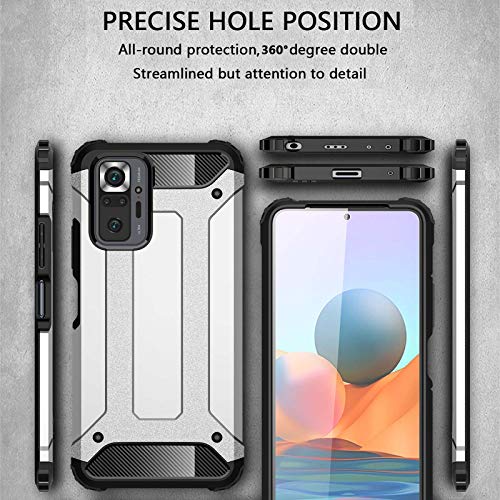 LEYAN Funda para Xiaomi Redmi Note 10 (6.43") / Redmi Note 10s, [Doble Capa] PC + TPU Silicona Tough Armor Protección Carcasa, Robusta Antigolpes Estuche Resistente Case Cover, Azul Marino