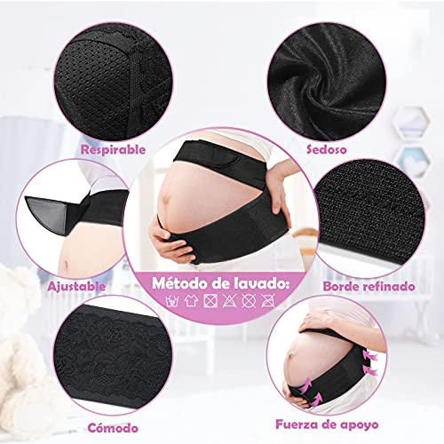 Lictin Cinturón de Maternidad-Embarazo Cinturón Apoyo Durante el Embarazo Premamá Banda para Abdominals Abdomen Suave Transpirable Ajustable para Aliviar Dolor de Espalda,L