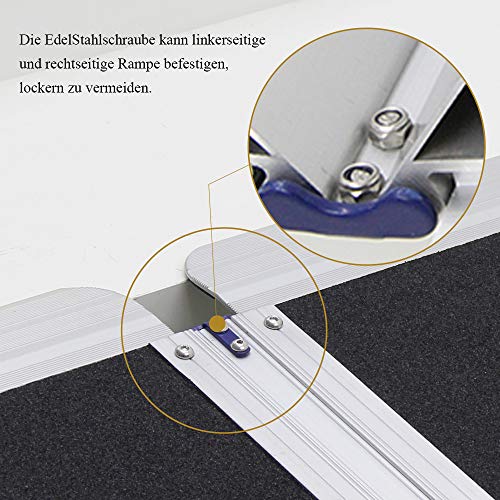 Liekumm Rampa de umbral antideslizante plegable portátil de aluminio para umbrales, escaleras (MR607MW-4) (L120 cm x W76 cm x H5 cm)