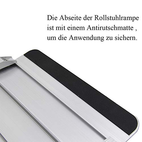 Liekumm Rampa de umbral antideslizante plegable portátil de aluminio para umbrales, escaleras (MR607MW-4) (L120 cm x W76 cm x H5 cm)