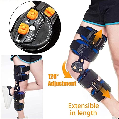 LJXX Tobillo y pie Rodillera con Bisagras, Inmovilizador de Rodilla Postoperatorio Ajustable, Estabilizador de Soporte de órtesis para Rehabilitación Ortopédica