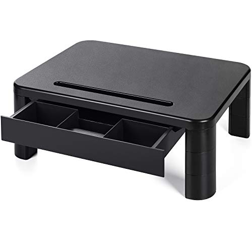 LORYERGO Soporte de Monitor con 3 Alturas Ajustables Monitor Elevador Mesa con Organizador para Almacenamiento, para Monitor de PC Ordenador portátil Impresora de Oficina Alivia el Dolor de Cuello