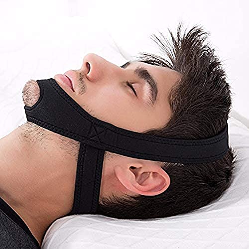 LUJMKG Correa para la Barbilla antirronquidos, Protector Unisex para Evitar los ronquidos de Primera Calidad para un Alivio Natural de los ronquidos, solución para ronquidos sin máscara (Black)