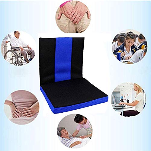 LZW Cojín para Silla de Ruedas Cojín antiescaras, cojín de Panal Transpirable para Silla de Ruedas con Respaldo Oxford, para aliviar el Dolor de Espalda, ciática y Dolor de Huesos