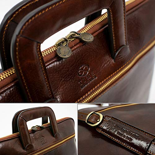 Maletín Portadocumentos para Mujer y Hombre de Cuero - Bolso de Piel Bandolera Maletines Mensajero - Time Resistance