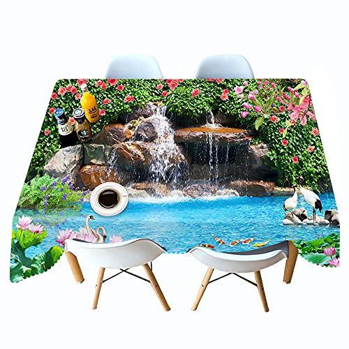 Mantel Mesita Salon,Mantel Lavable Rectangular Mantel De Lino Moderno Patrón De Grúa De Piscina De Agua Manta De Mantel Resistente Al Calor para Fiesta De Navidad Picnic BBQ, 152X228Cm (59.8X89.8I