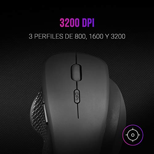 Mars Gaming MMWERGO Negro, Ratón Inalámbrico Ergonómico para PS4/PS5/XBOX/PC/Mac