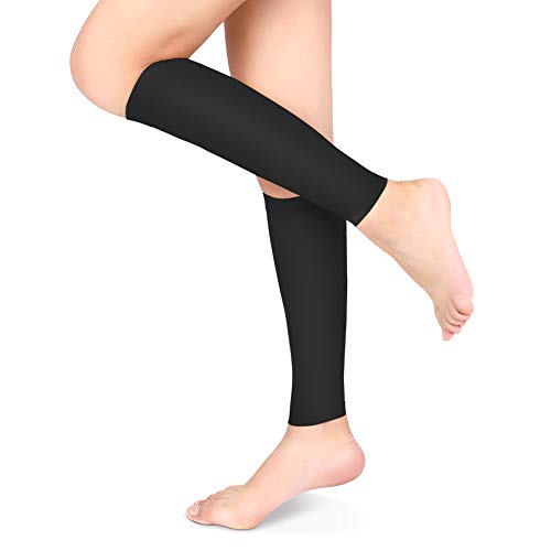 Medias de Compresión Médicas de 20-30 mmHg, Mangas de Compresión para Pantorrillas con Presión Graduada para la Hinchazón de las Venas Varicosas Alivio del Dolor de Pantorrillas, 1 Par (Negro, L)