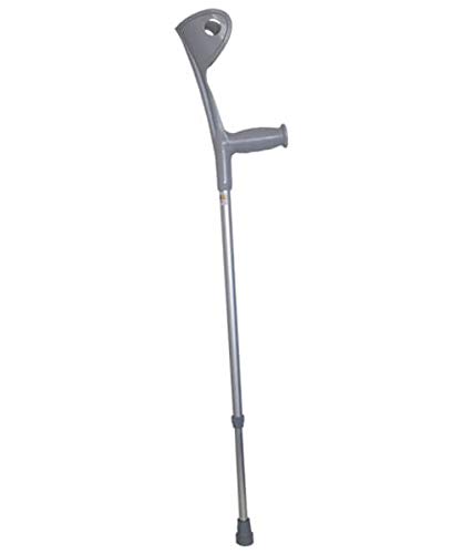 Medidu - Muleta de apoyo para antebrazo (mango anatómico, doble en altura, ajustable, mango ergonómico y médico, de aluminio), color gris titanio