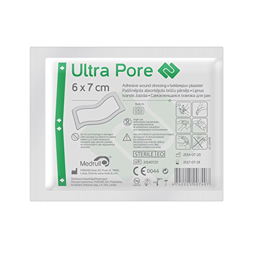 Medrull Apósitos estériles - Vendajes estériles - Fuerte fuerza adhesiva - Protege contra cortes y arañazos - Embalaje individual - 6 x 7 cm - 5 unidades