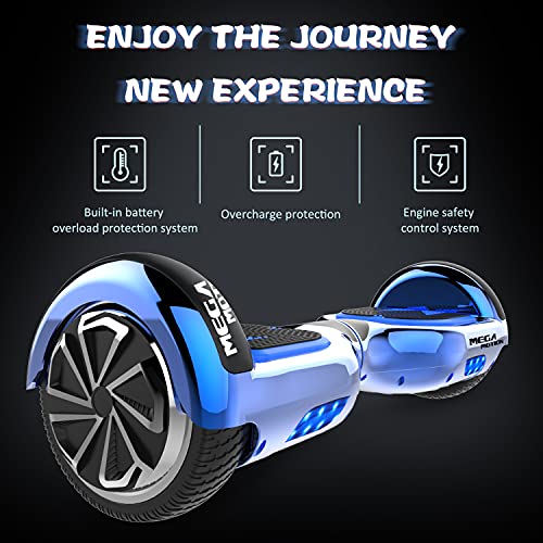 MEGA MOTION Hoverboards con Asiento, Hoverboards Hover Scooter Board, Hoverboards con Silla, Hoverkart para Hoverboards 6.5 Pulgadas, con Altavoz Bluetooth y Luces LED, Regalos para niños