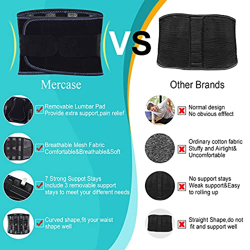 Mercase Cinto Lombar Suporte Lombar Transpirable con Placas de Soporte Reemplazables para Aliviar el Dolor Lumbar en Hombres y Mujeres, Ciática, Hernia de Disco (XL)