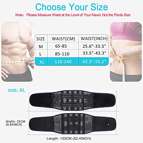 Mercase Cinto Lombar Suporte Lombar Transpirable con Placas de Soporte Reemplazables para Aliviar el Dolor Lumbar en Hombres y Mujeres, Ciática, Hernia de Disco (XL)