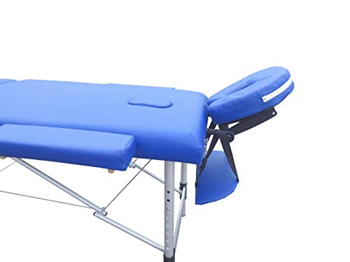Mobiclinic, Camilla de masaje plegable, CA-01 PLUS, Mesa de Masaje, Reposacabezas, Aluminio y Polipiel, 3 cuerpos, Camilla plegable fisioterapia, Altura regulable, 186x60 cm, Portátil, Azul