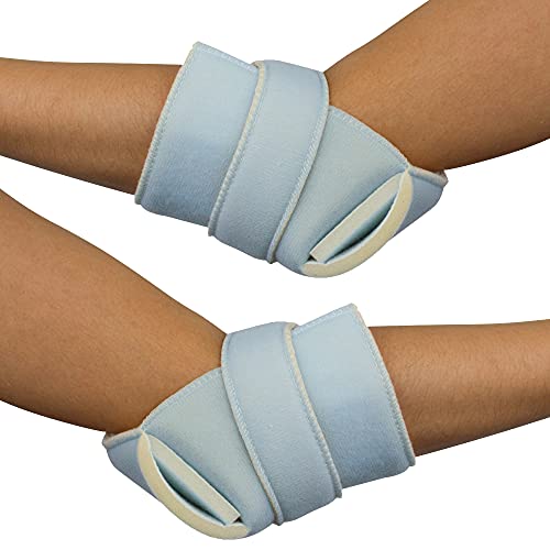 Mobiclinic, Par de taloneras antiescaras, Pack Derecho e Izquierdo, para Codo, para Talón, Marca Española, Prevención de escaras, Algodón, Talla Única, Ajustable, Lavable, Color Azul