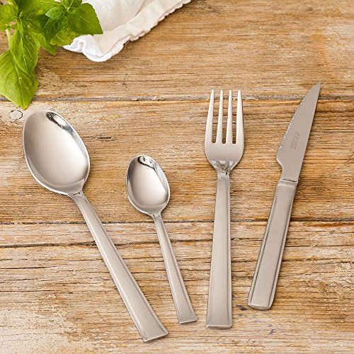Monix Europa - Set de cubiertos 24 piezas de acero inoxidable con cuchillo chuletero, acabado pulido brillo (Braisogona_M180974)