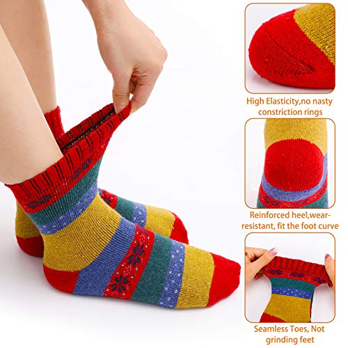 MOSOTECH Calcetines Termicos de Mujer, 6 Pares Calcetines de Lana Invierno Cálidos de Confort Casual,Talla única 35-41