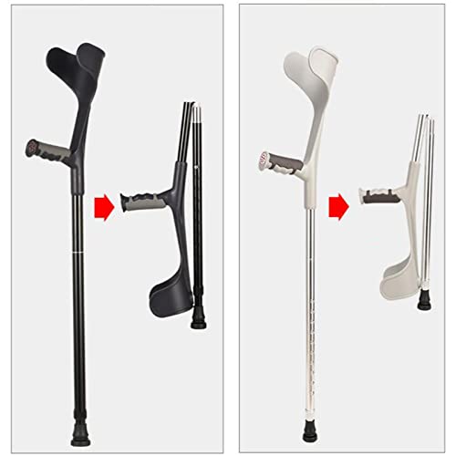 Muletas de antebrazo plegables (1 unidad), muleta para adultos con puño abierto, muletas para caminar, muletas plegables para viajar, muletas de aluminio ajustables, negro / plateado ( Color : Black )