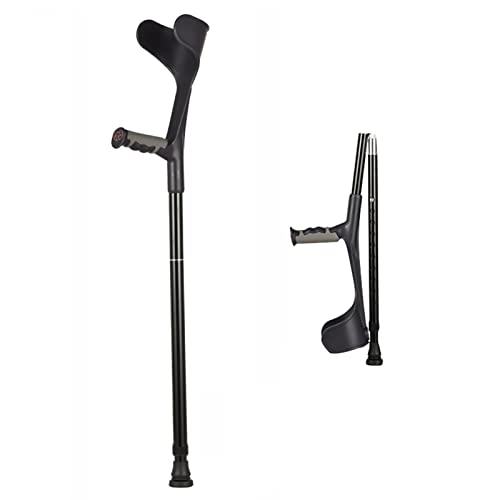 Muletas de antebrazo plegables (1 unidad), muleta para adultos con puño abierto, muletas para caminar, muletas plegables para viajar, muletas de aluminio ajustables, negro / plateado ( Color : Black )