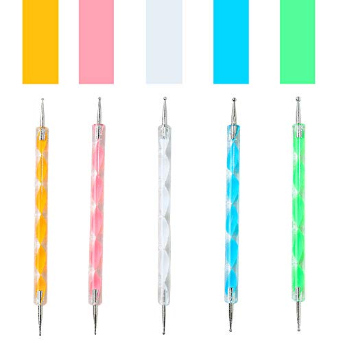 Nail Art Design Pintura Pening Kit profesional ，Herramientas Diferentes Punzon Para Grabado，de Nail Art Manicura y Pedicura Decorar uñas Decoración (5PCS)