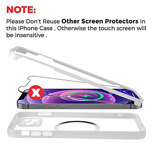 Neeliup Antigolpes Funda para iPhone 12-360° Integrale Vidrio Templado Protecion con Protector de Pantalla Incorporado Compatible con de Carcasa Transparente Blanco Cover