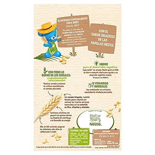 Nestlé Papilla 8 cereales con Miel - Alimento Para bebés - Paquete de 6x600 g - Total: 3.6kg