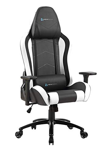 Newskill Takamikura - Silla Gaming Profesional (inclinación y Altura Regulable, reposabrazos Ajustables, reclinable 180º), piel, con ruedas, tapizada, reposabrazos, Color Blanco