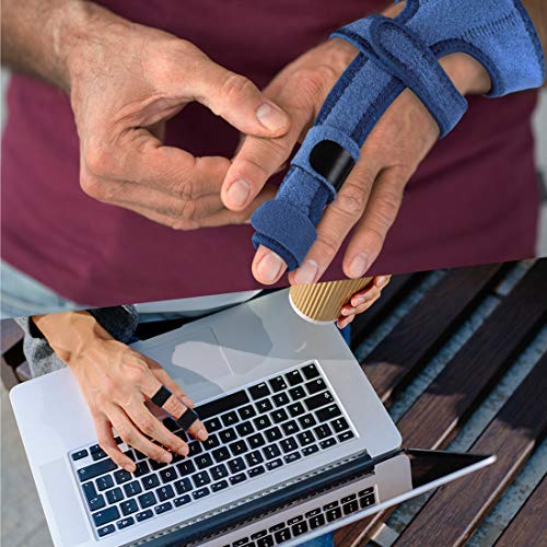 Nuevos dedos de color azul marino con corrector de dedos de acero Férula de dedo de aluminio ajustable Soporte de mano Recuperación de abrazadera Protección Herramientas de ayuda para lesiones