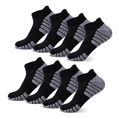 NUOZA Calcetines Tobilleros Hombre Negro Mujer 8 Pares Cortos Deporte Running 43-46 Bajos Algodon