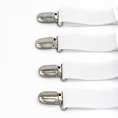 O-Kinee LAKIND 16PCS Sujetadores de Hojas Sujetadores de Tirantes Ajustables para sábanas o sofás (16pcs-Blanco)