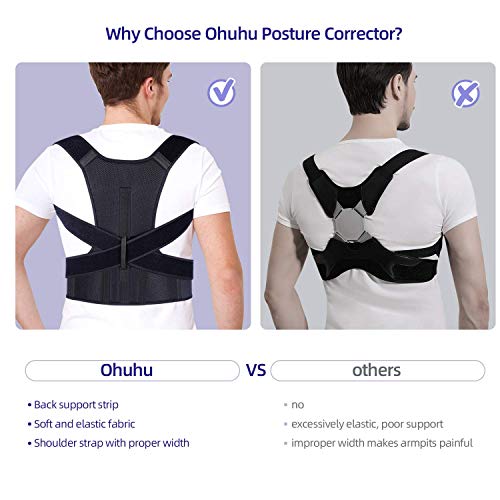 Ohuhu Corrector de Espalda, Corrector de Postura para Hombre y Mujer, Corrector Postura Espalda Ajustable y Transpirable, Espalda Recta para Aliviar el Dolor en Cuello, Hombros, Clavícula(L)