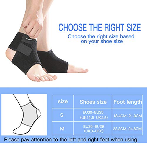 ONT Vendaje de Tobillo Niños 1 Par Ajustable Protectores de Tobillo Elástico Apoyo de Tobillo Niños para Fútbol Baloncesto Ciclismo Correr Bailar Protectores de Tobillo Negro/S