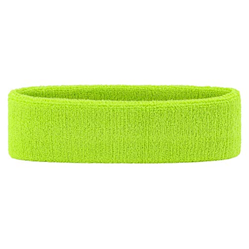 ONUPGO Juego de muñequeras para niños – Banda deportiva de algodón para el sudor para deportes (1 diadema + 2 pulseras) (verde neón)